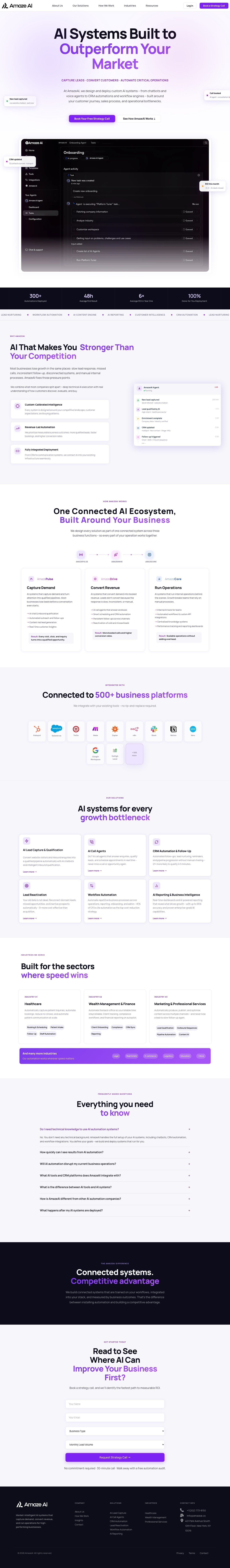 Full page screenshot of the Amaze AI website built by SiteDigiCraft