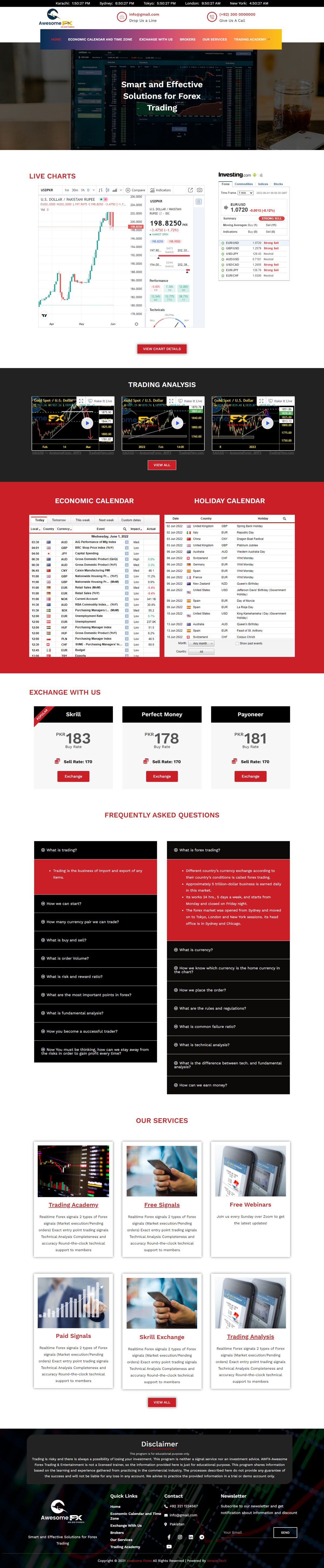 Full page screenshot of the Awesome FX website built by SiteDigiCraft