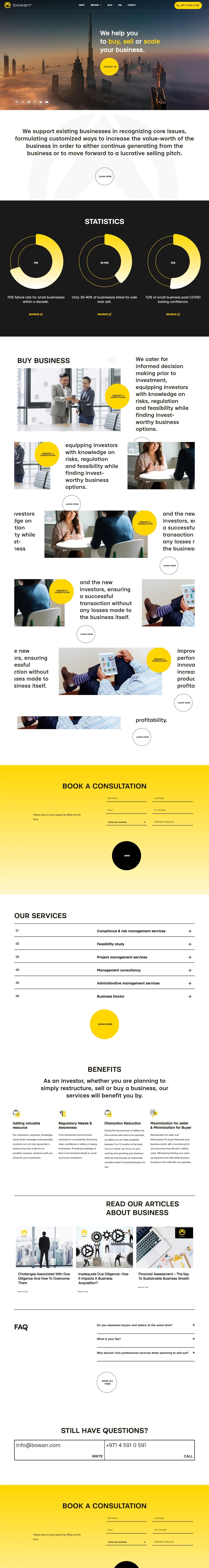 Full page screenshot of the Bowarr website built by SiteDigiCraft