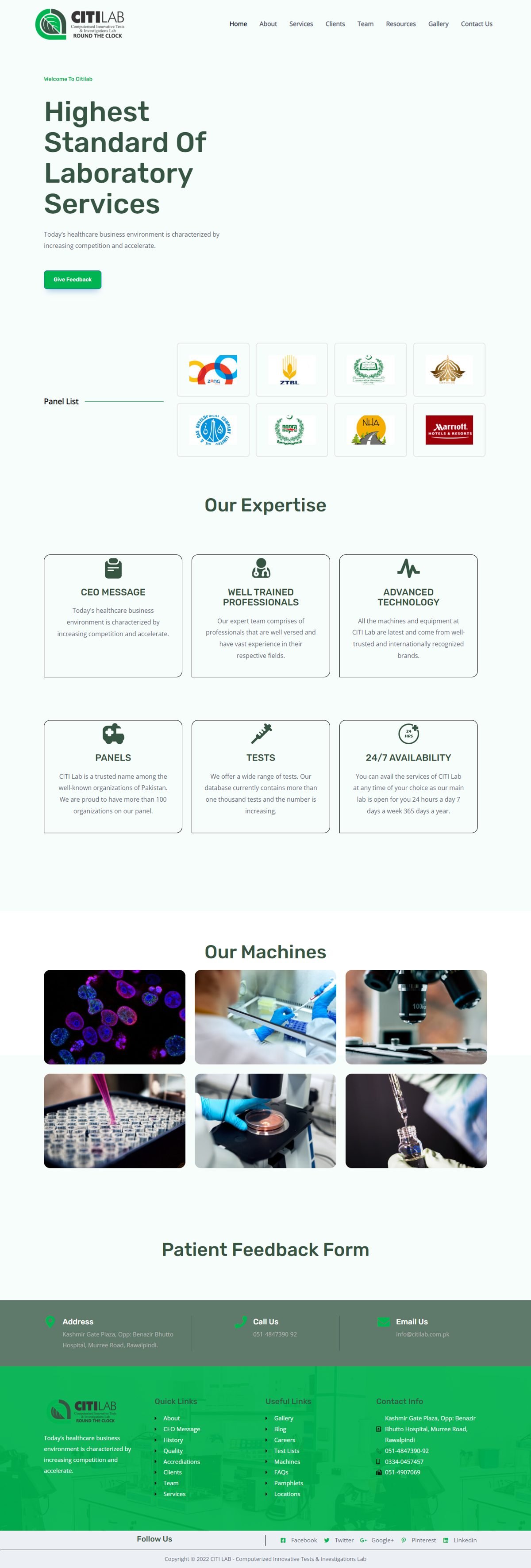 Full page screenshot of the CitiLab website built by SiteDigiCraft
