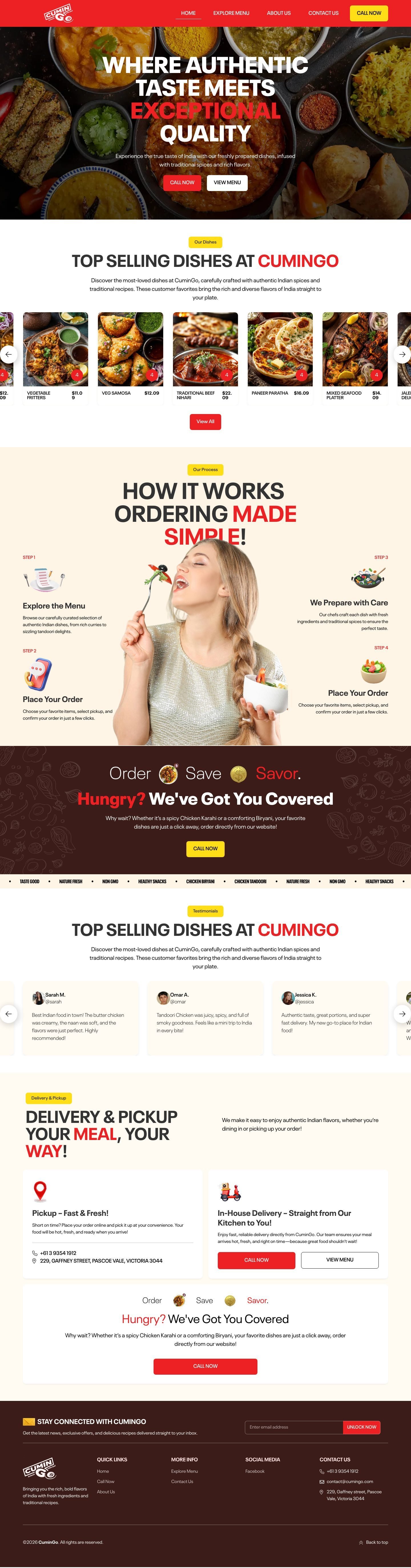 Full page screenshot of the CuminGo website built by SiteDigiCraft