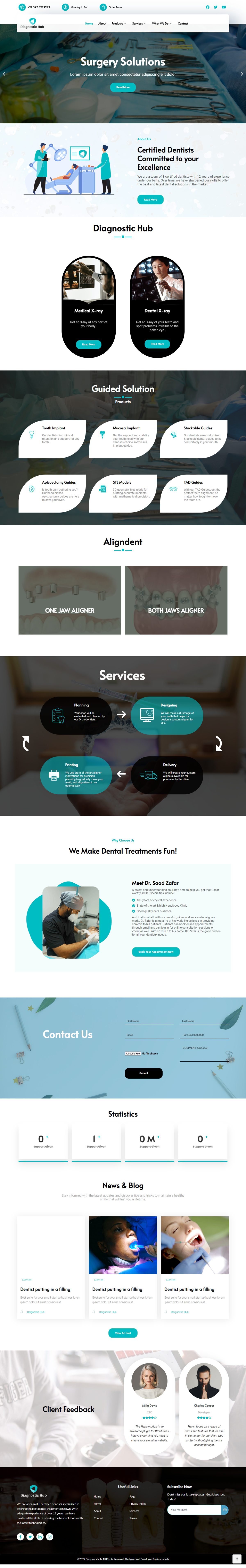 Full page screenshot of the Diagnostic Hub website built by SiteDigiCraft