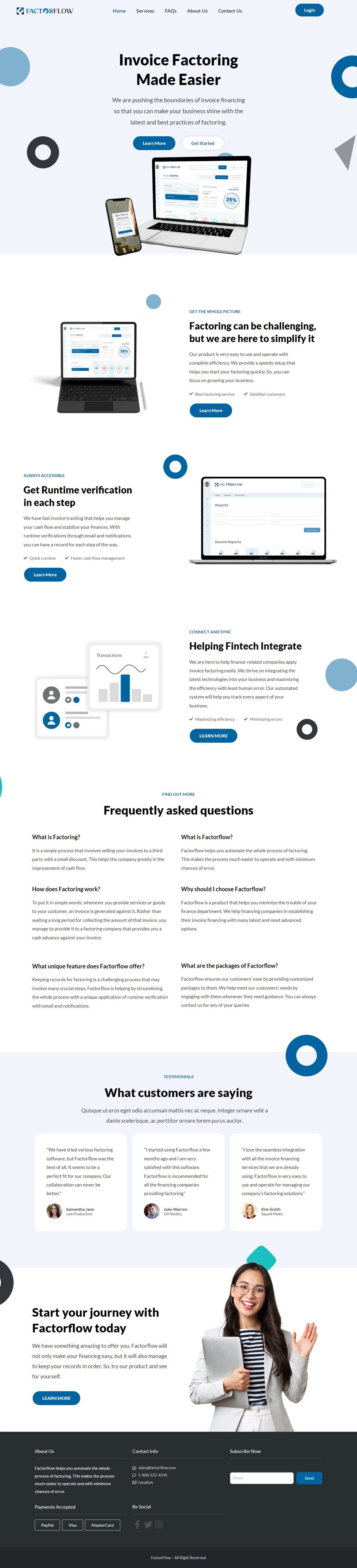 Full page screenshot of the Factor Flow website built by SiteDigiCraft