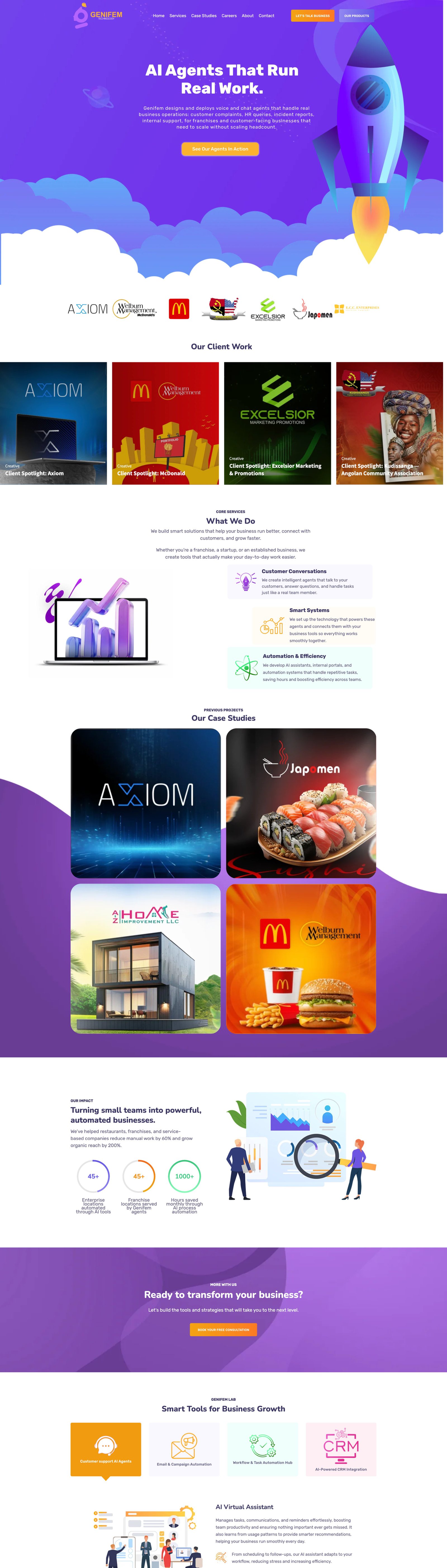 Full page screenshot of the Genifem website built by SiteDigiCraft