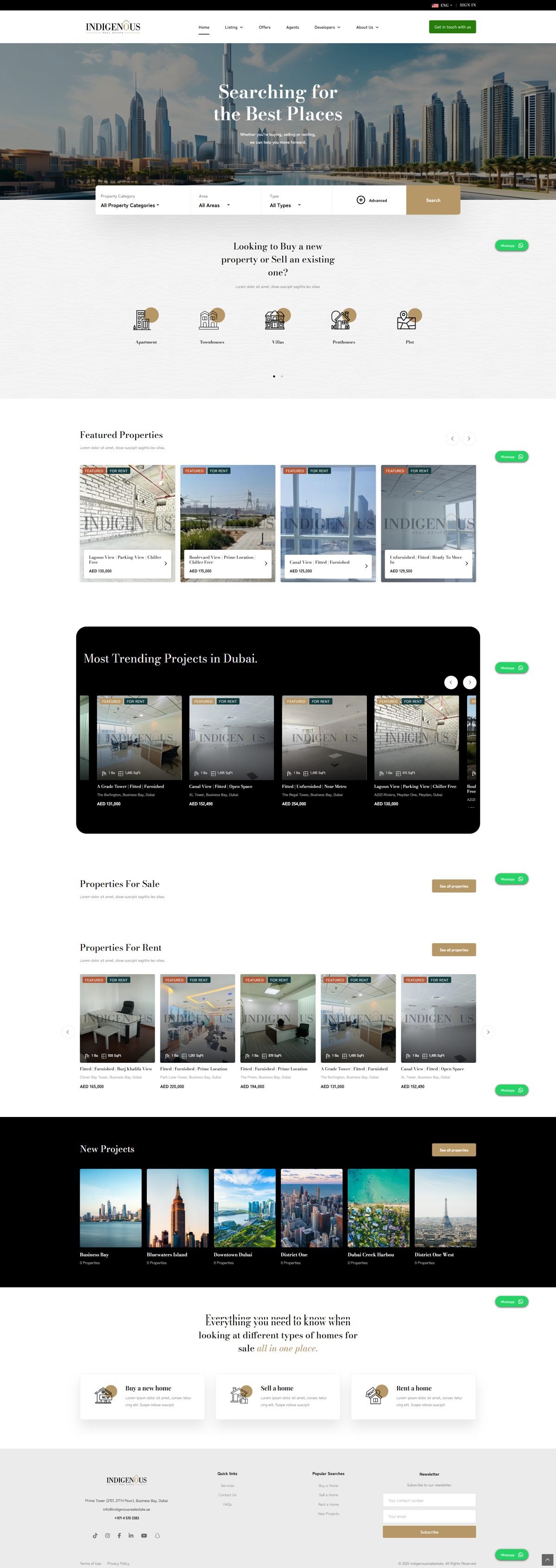 Full page screenshot of the Indigenous Real Estate website built by SiteDigiCraft