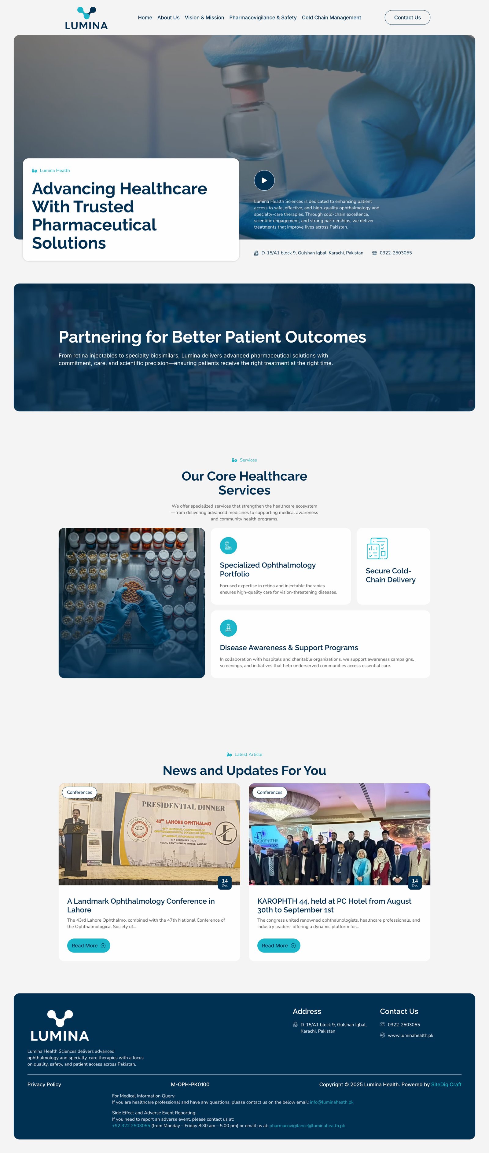 Full page screenshot of the Lumina Health website built by SiteDigiCraft