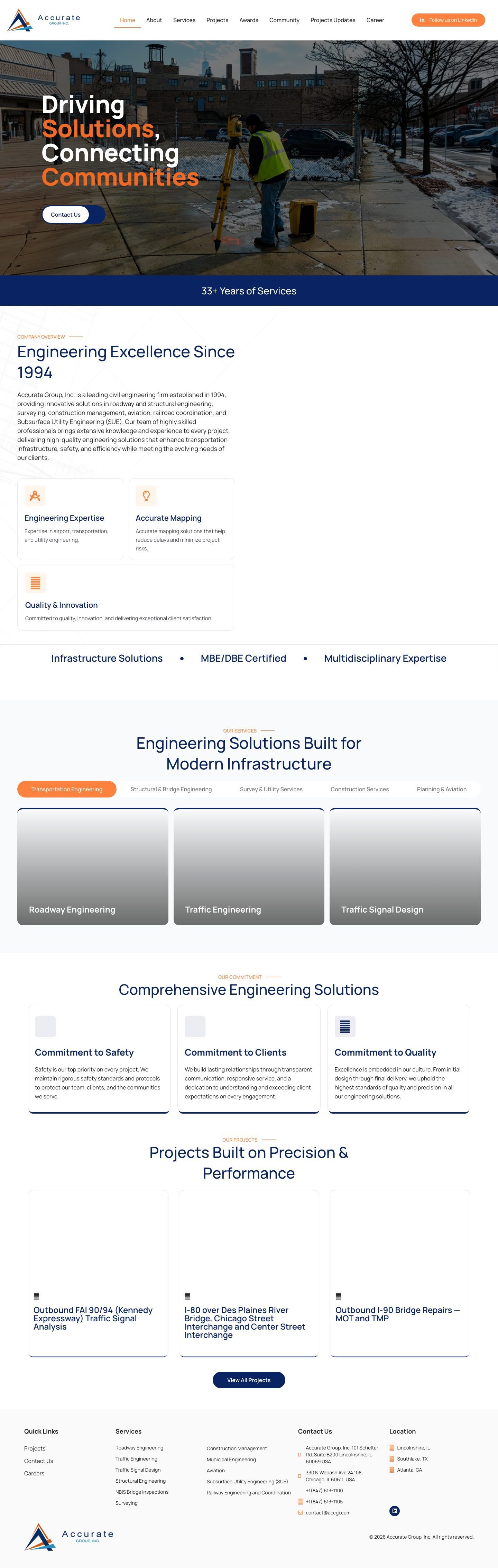 Full page screenshot of the Accurate Group, Inc. website built by SiteDigiCraft