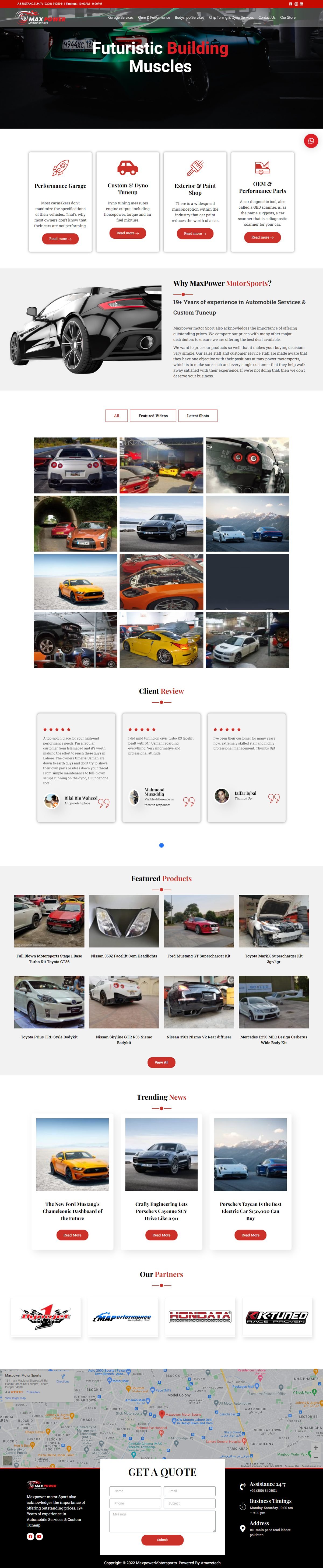 Full page screenshot of the Max Power Motorsports website built by SiteDigiCraft