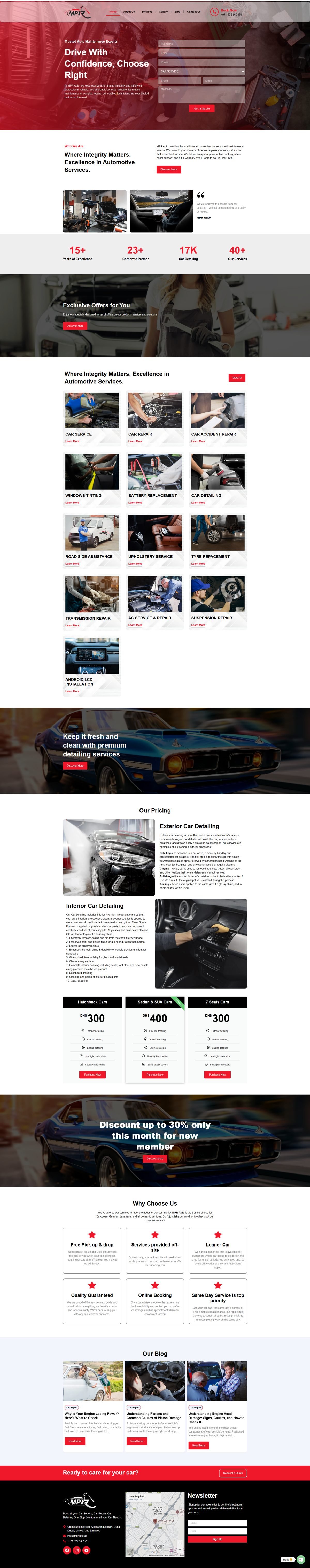 Full page screenshot of the MPR Auto website built by SiteDigiCraft