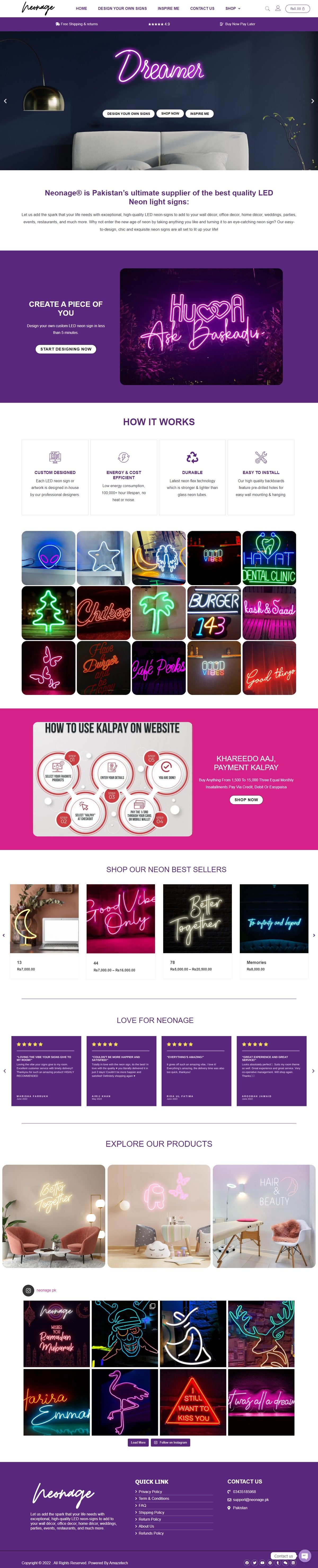 Full page screenshot of the Neonage website built by SiteDigiCraft