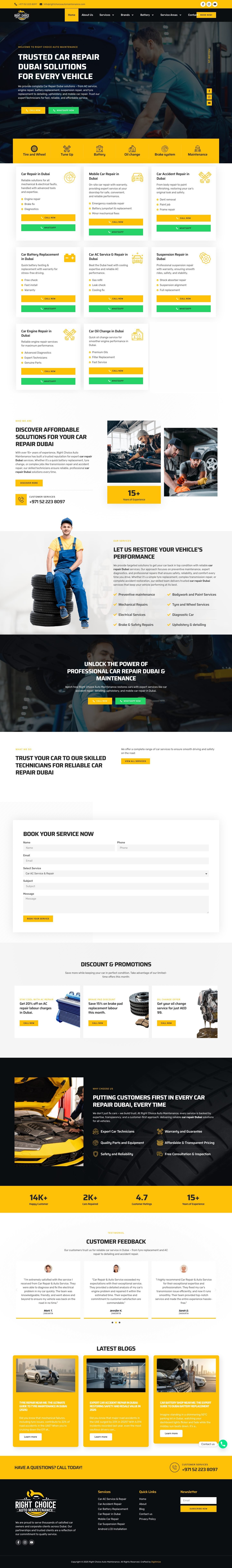 Full page screenshot of the Right Choice Auto website built by SiteDigiCraft