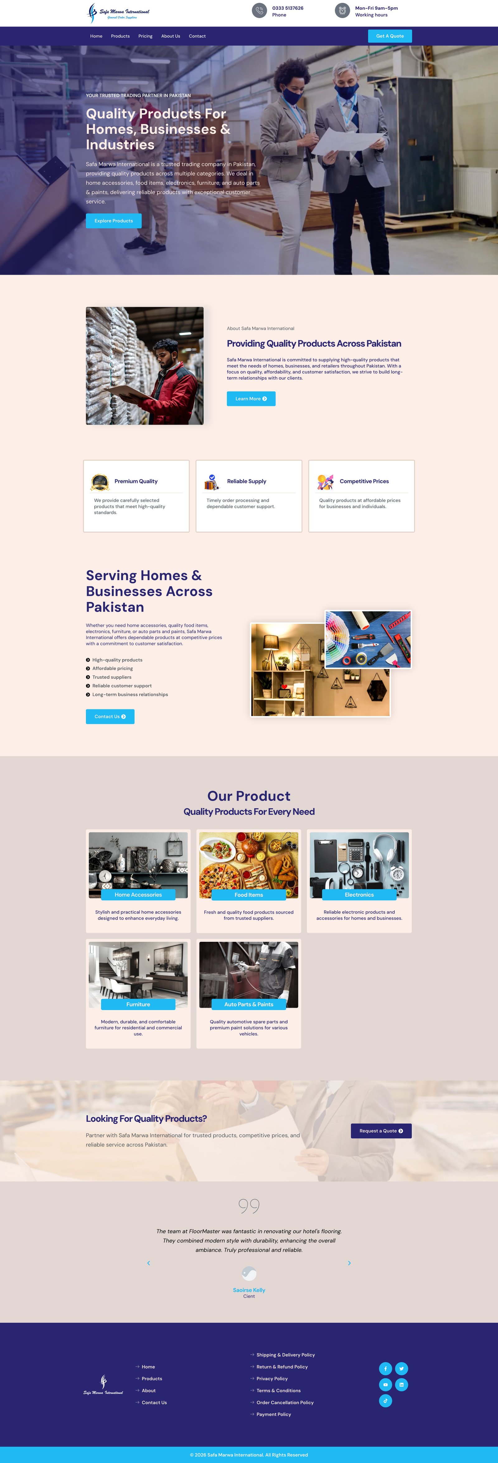 Full page screenshot of the Safa Marwa International website built by SiteDigiCraft