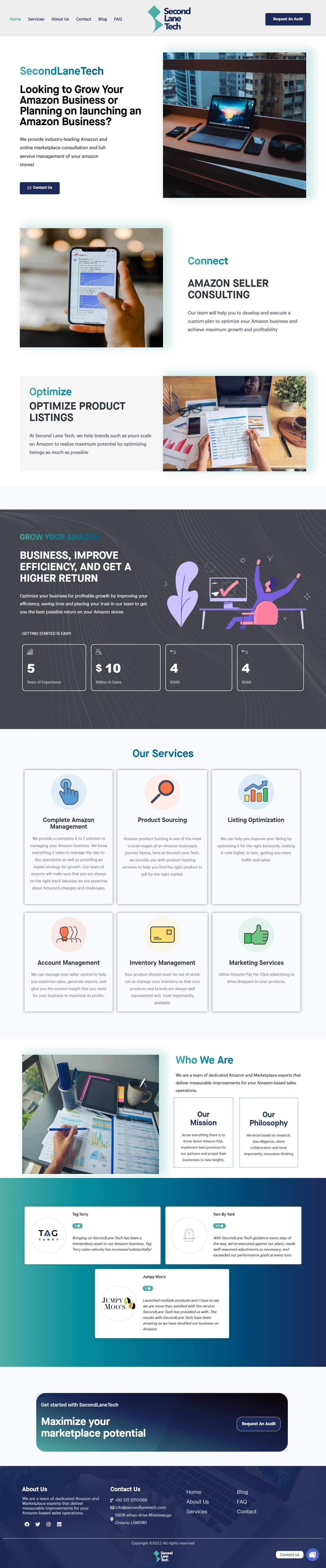 Full page screenshot of the Second Lane Tech website built by SiteDigiCraft
