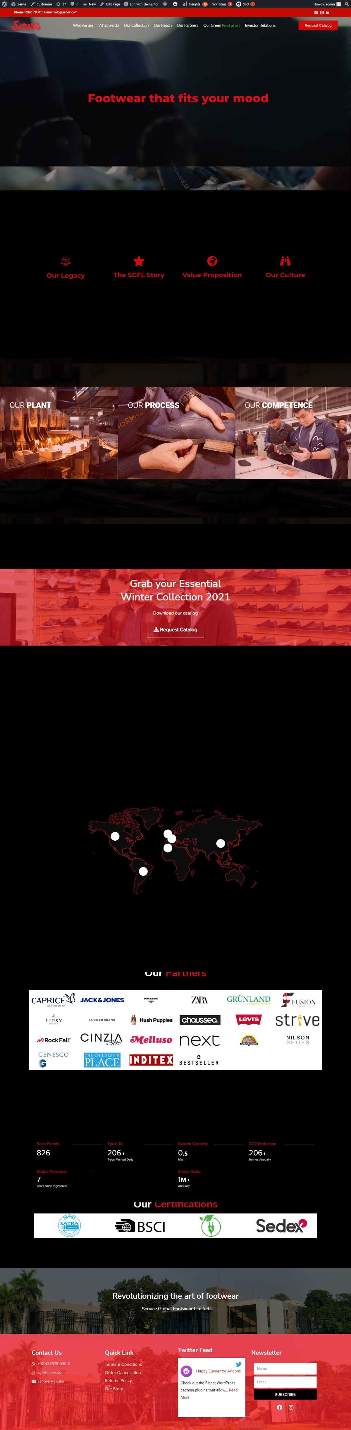 Full page screenshot of the Servis website built by SiteDigiCraft