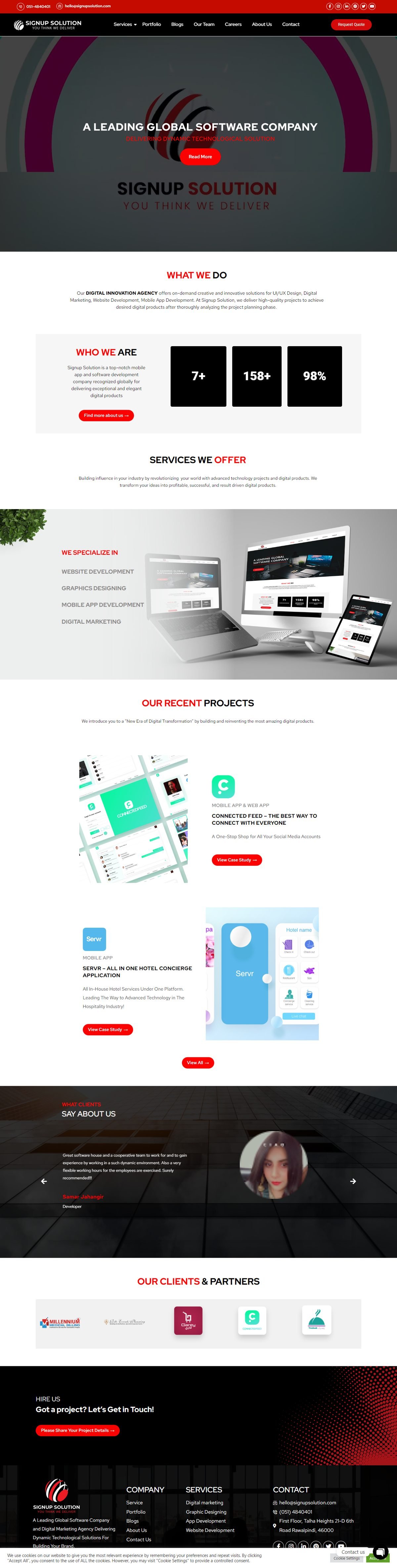 Full page screenshot of the Signup Solution website built by SiteDigiCraft