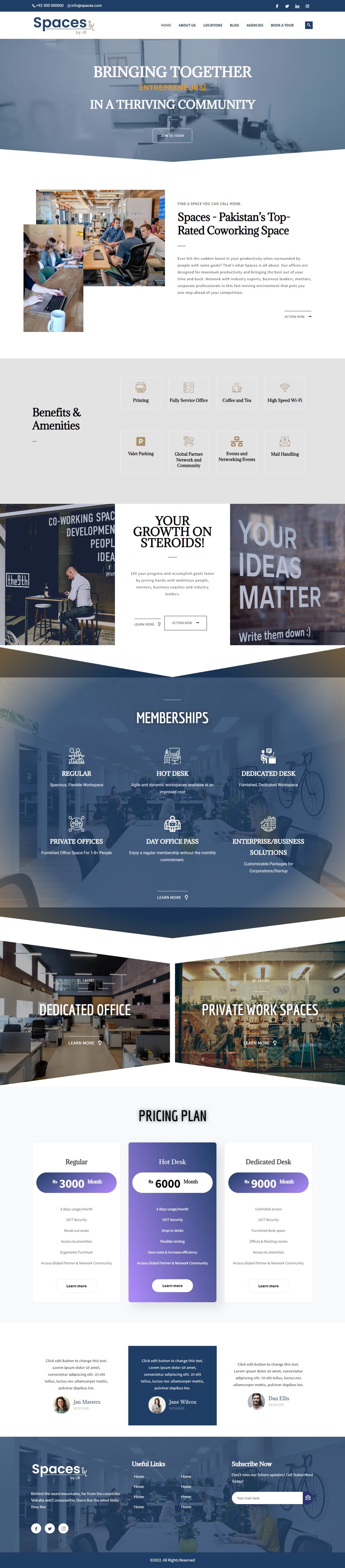Full page screenshot of the Spaces by JS website built by SiteDigiCraft