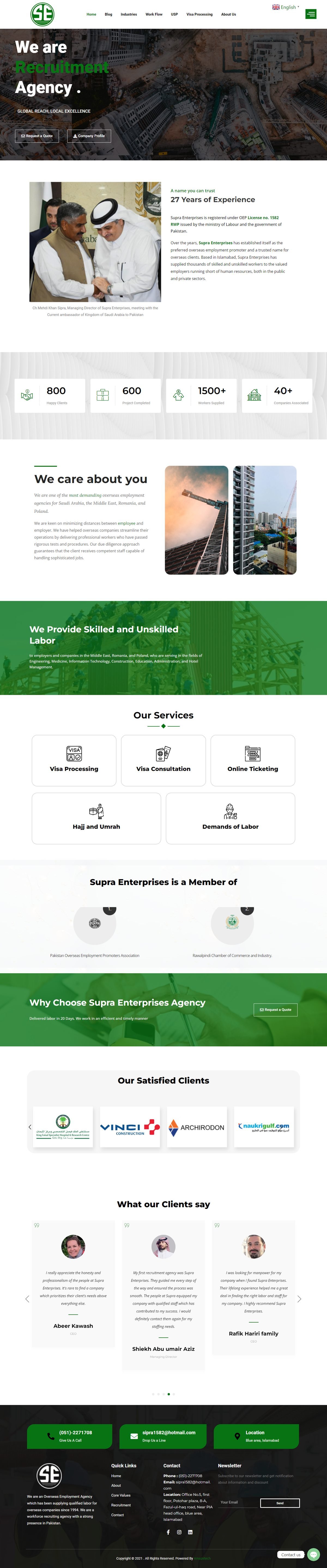 Full page screenshot of the Supra Enterprise website built by SiteDigiCraft