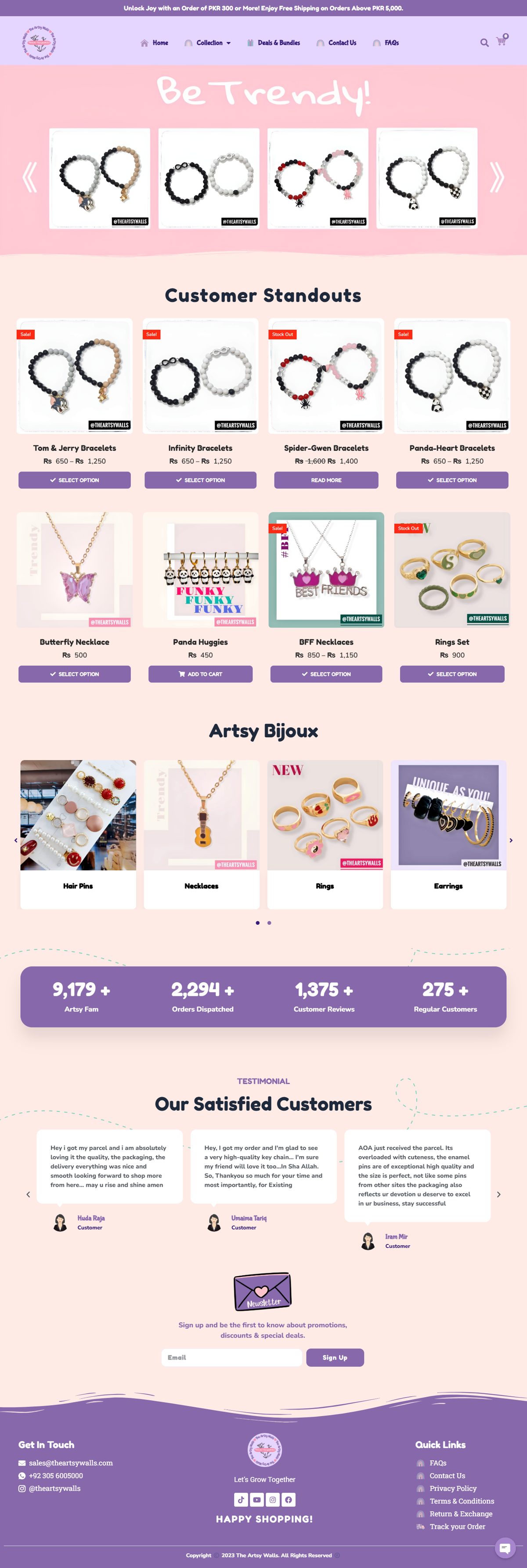 Full page screenshot of the The Artsy Walls website built by SiteDigiCraft