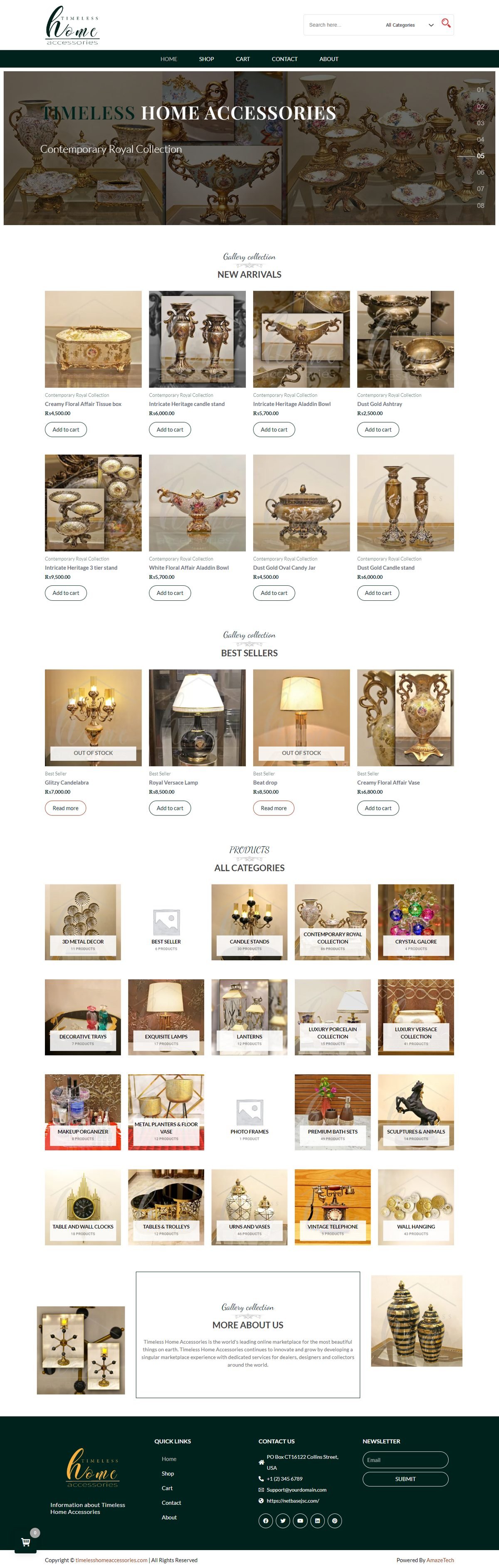 Full page screenshot of the Timeless Home Accessories website built by SiteDigiCraft