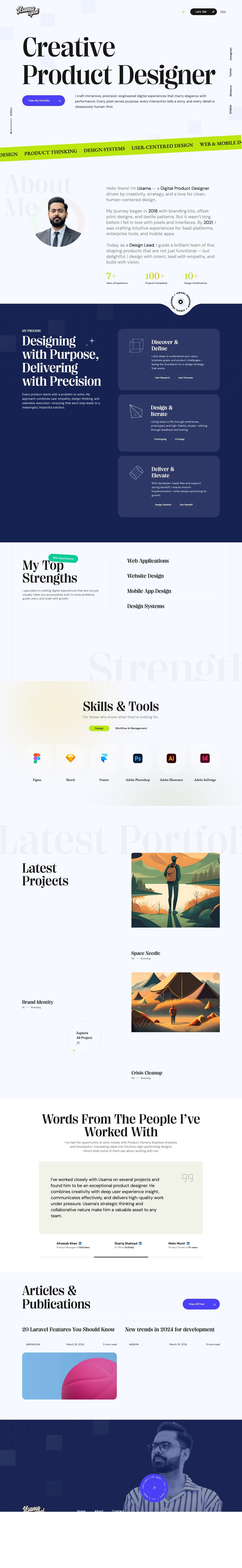 Full page screenshot of the Usama Iqbal website built by SiteDigiCraft