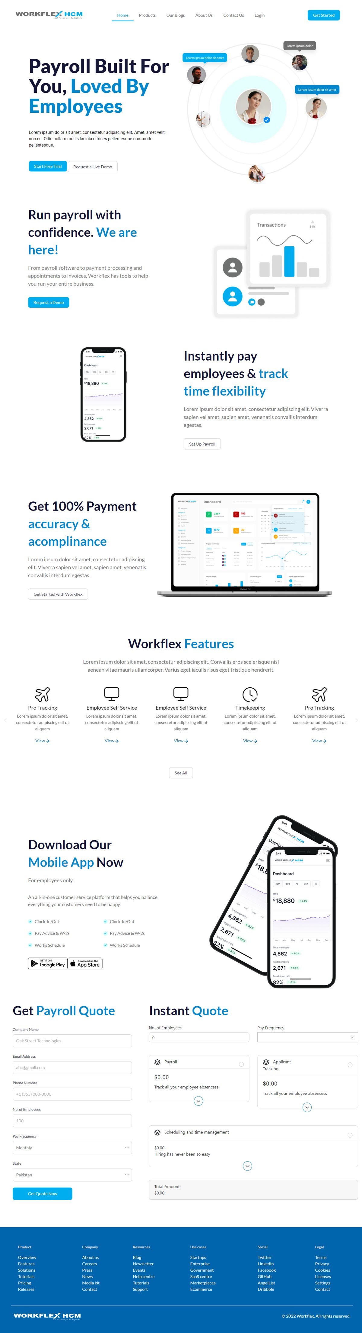 Full page screenshot of the Workflex HCM website built by SiteDigiCraft