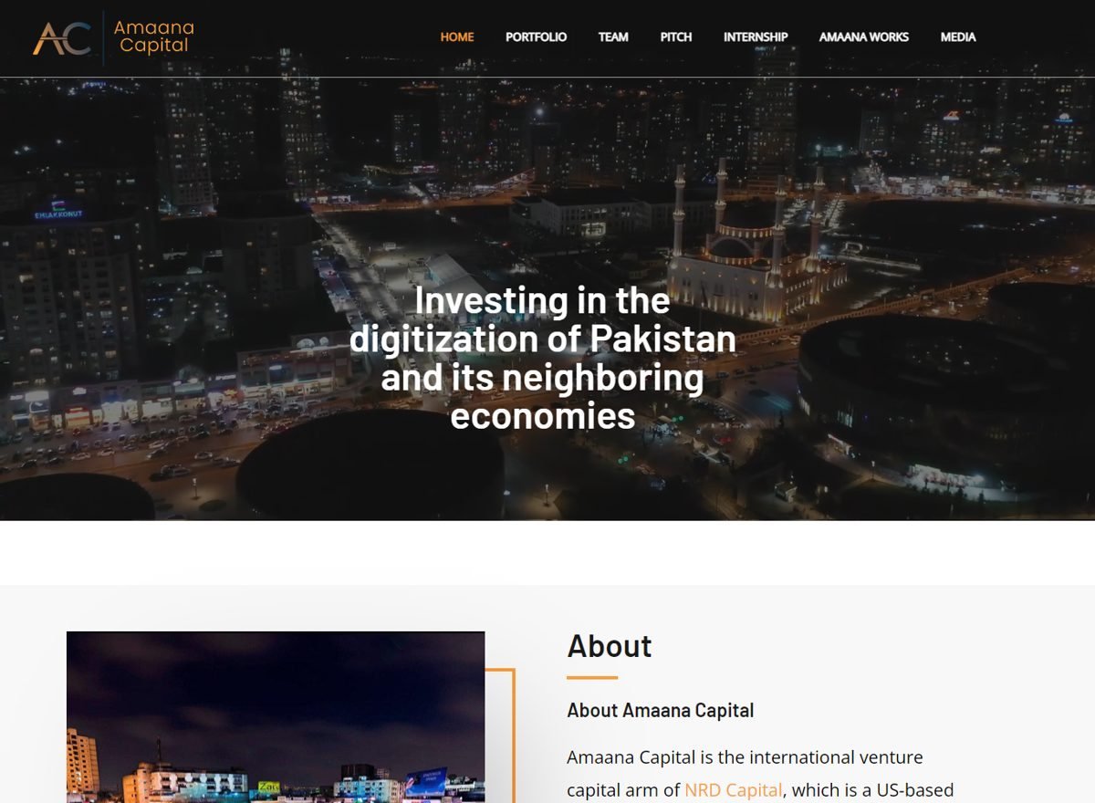 Screenshot of the Amaana Capital website designed and built by SiteDigiCraft
