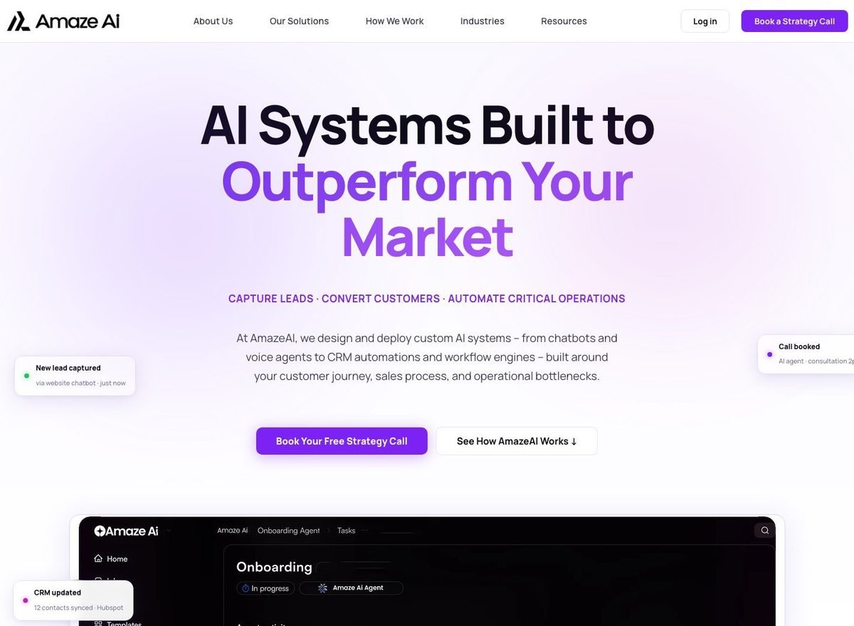 Screenshot of the Amaze AI website designed and built by SiteDigiCraft