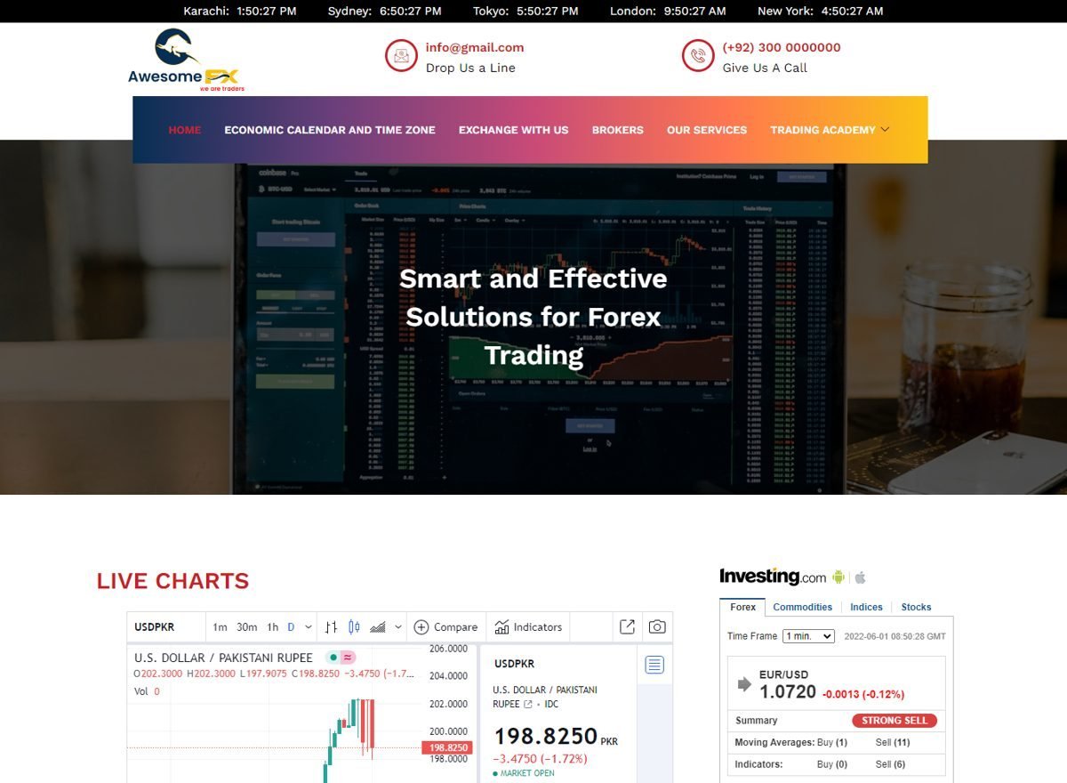 Screenshot of the Awesome FX website designed and built by SiteDigiCraft