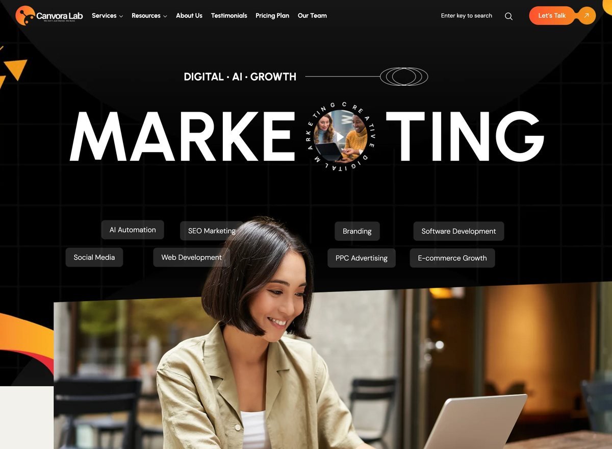 Screenshot of the Canvora Lab website designed and built by SiteDigiCraft