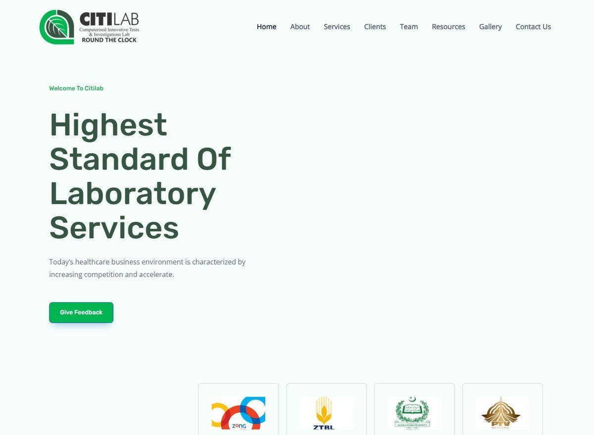 Screenshot of the CitiLab website designed and built by SiteDigiCraft