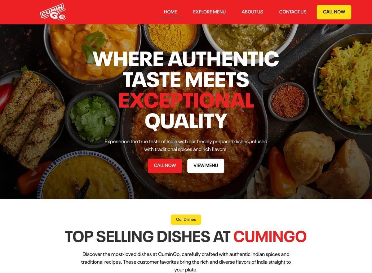 Screenshot of the CuminGo website designed and built by SiteDigiCraft