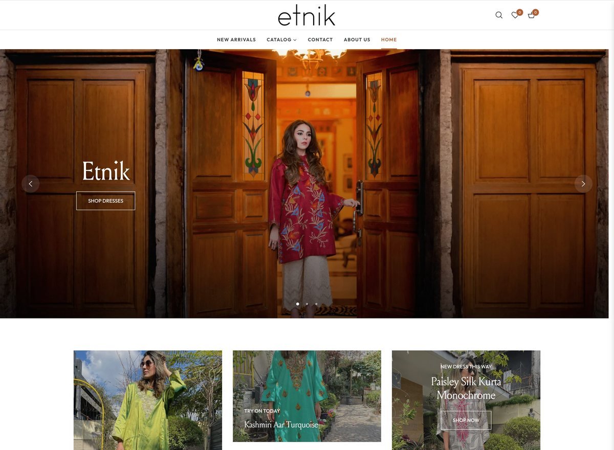 Screenshot of the Etnik Couture website designed and built by SiteDigiCraft
