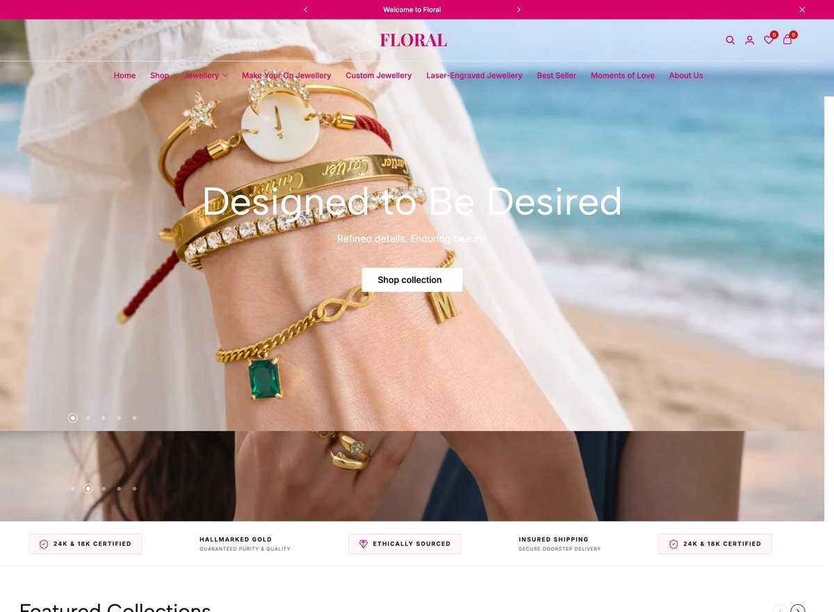 Screenshot of the Floral website designed and built by SiteDigiCraft