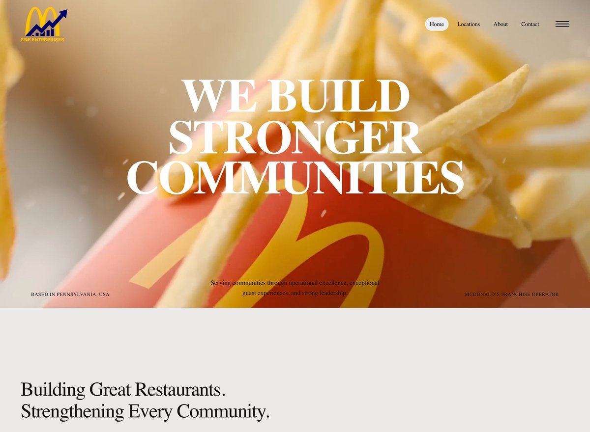Screenshot of the GNS Enterprises website designed and built by SiteDigiCraft