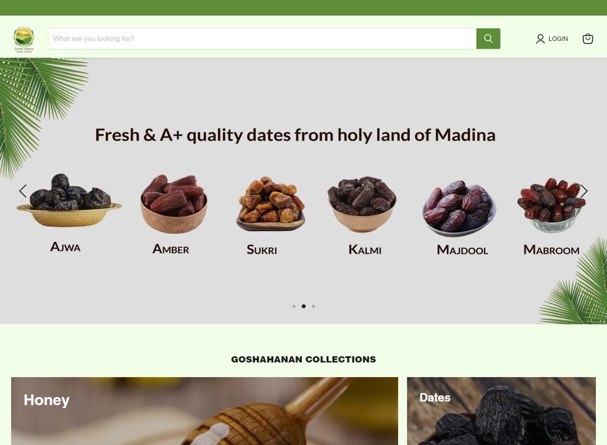 Screenshot of the Goshahanan website designed and built by SiteDigiCraft