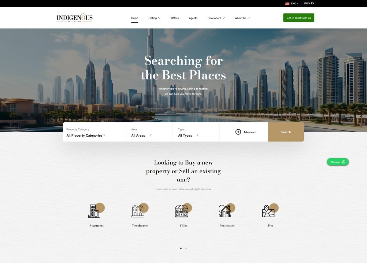 Screenshot of the Indigenous Real Estate website designed and built by SiteDigiCraft