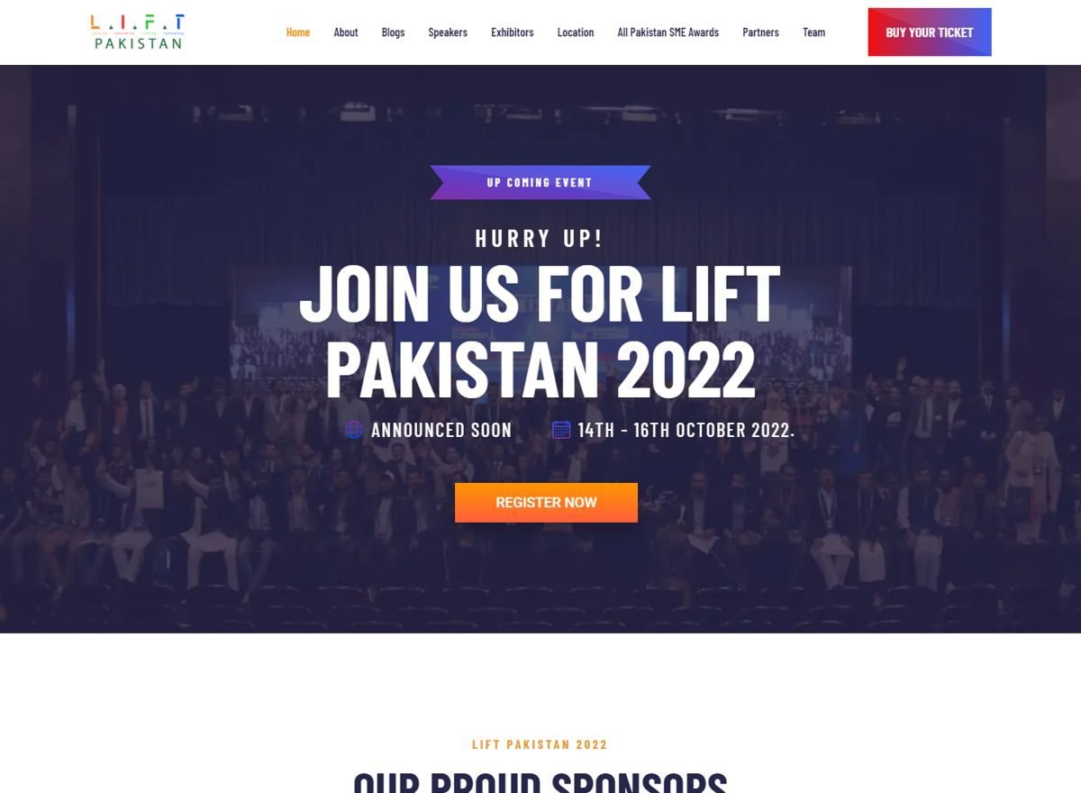 Screenshot of the L.I.F.T Pakistan website designed and built by SiteDigiCraft