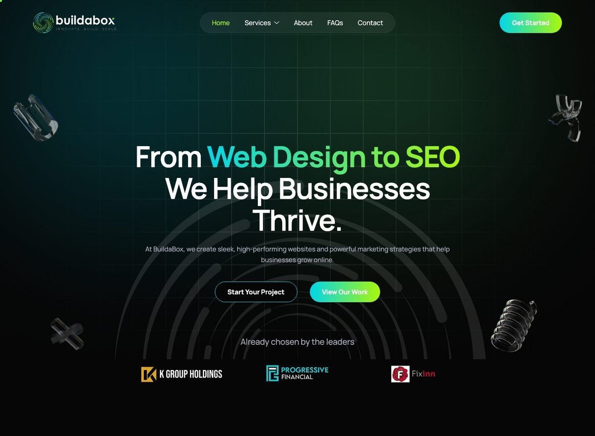 Screenshot of the Buildabox website designed and built by SiteDigiCraft