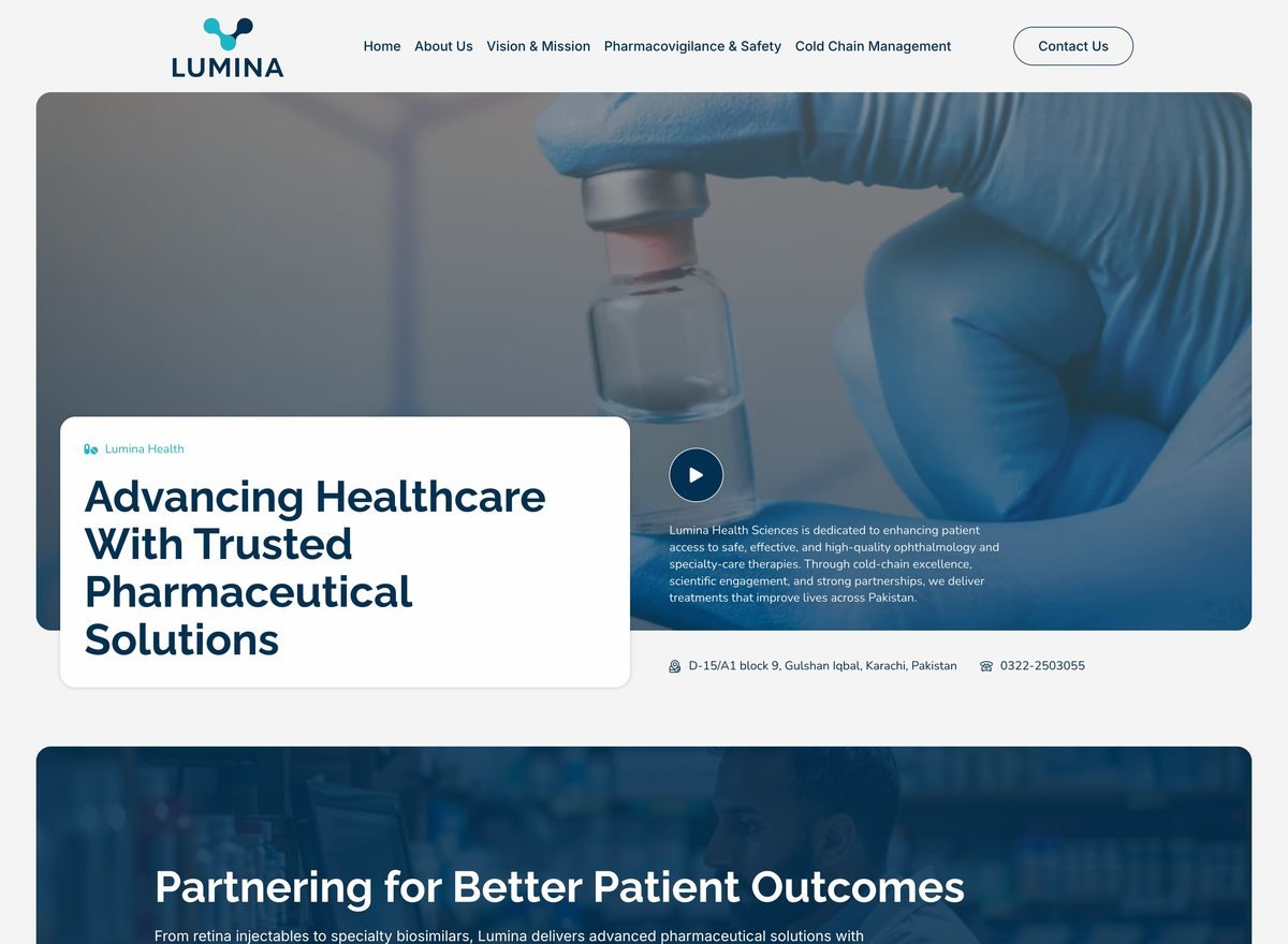 Screenshot of the Lumina Health website designed and built by SiteDigiCraft