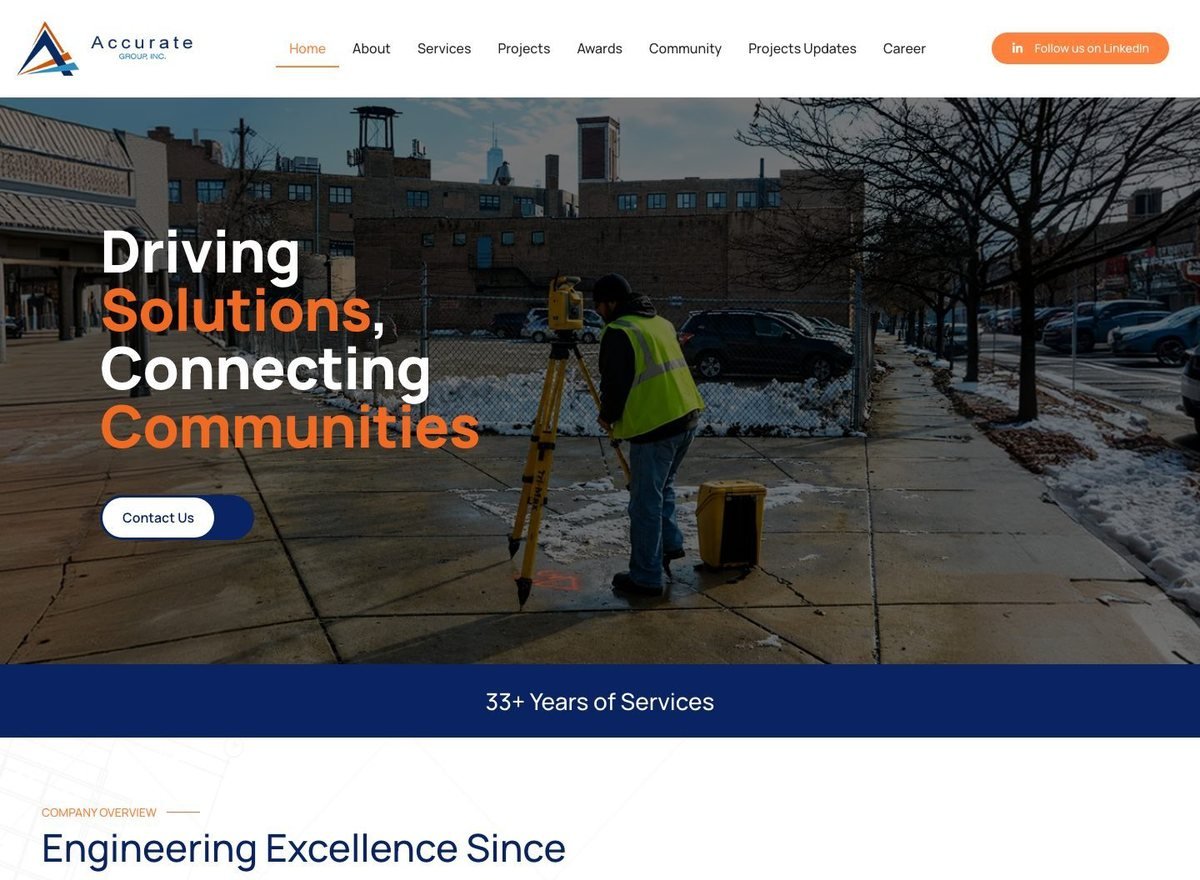 Screenshot of the Accurate Group, Inc. website designed and built by SiteDigiCraft