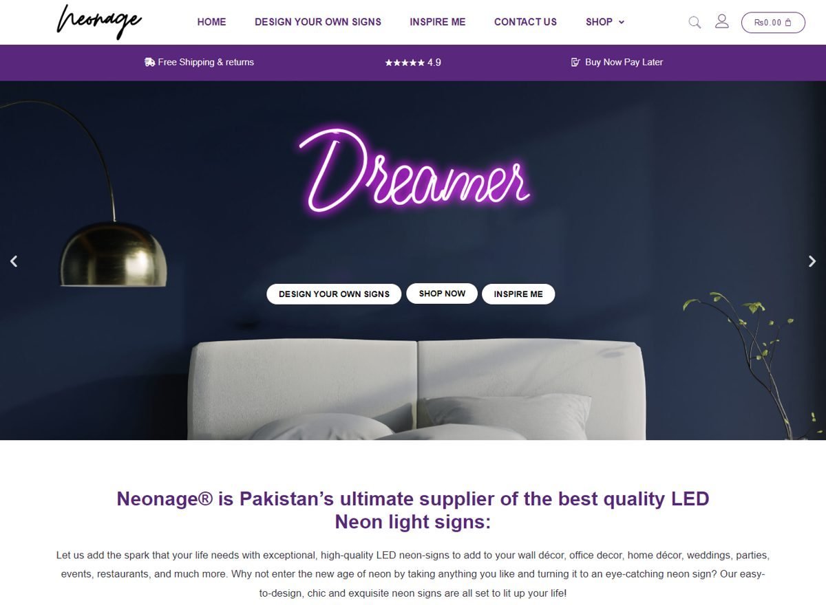 Screenshot of the Neonage website designed and built by SiteDigiCraft