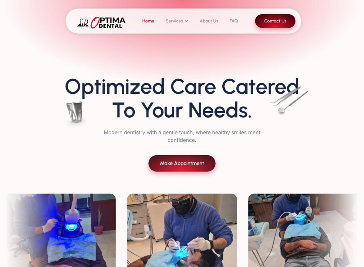 Screenshot of the Optima Dental website designed and built by SiteDigiCraft