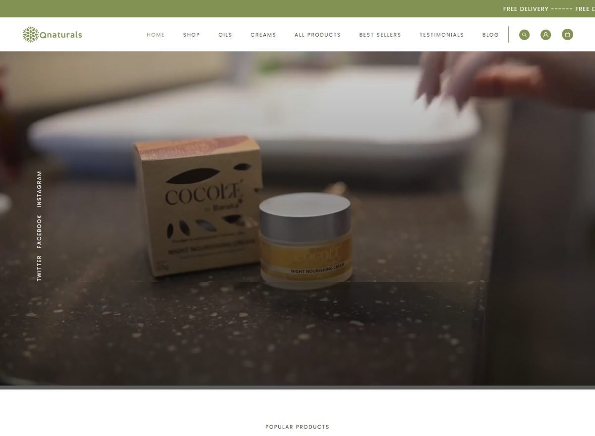 Screenshot of the Qnaturals website designed and built by SiteDigiCraft