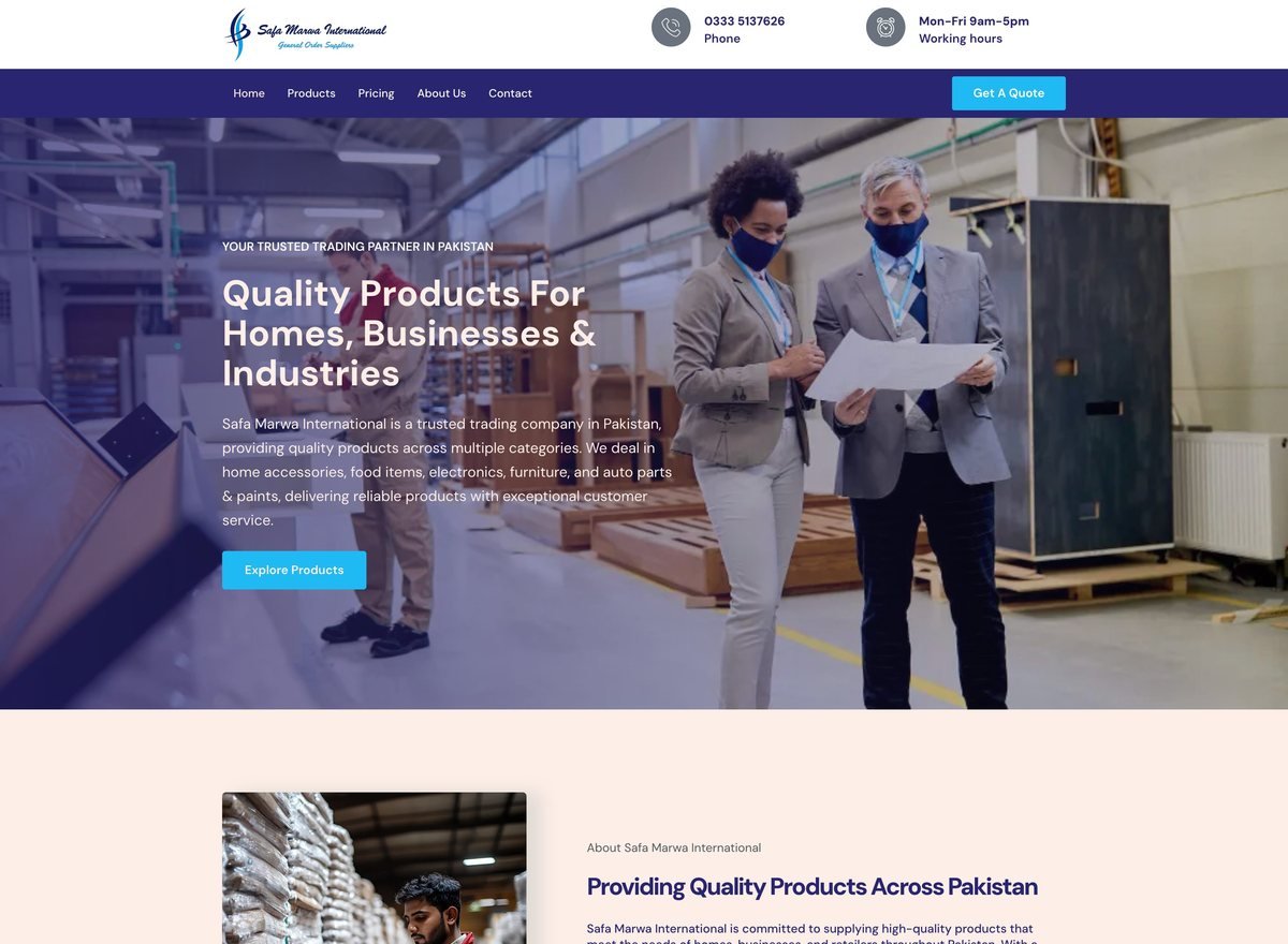 Screenshot of the Safa Marwa International website designed and built by SiteDigiCraft