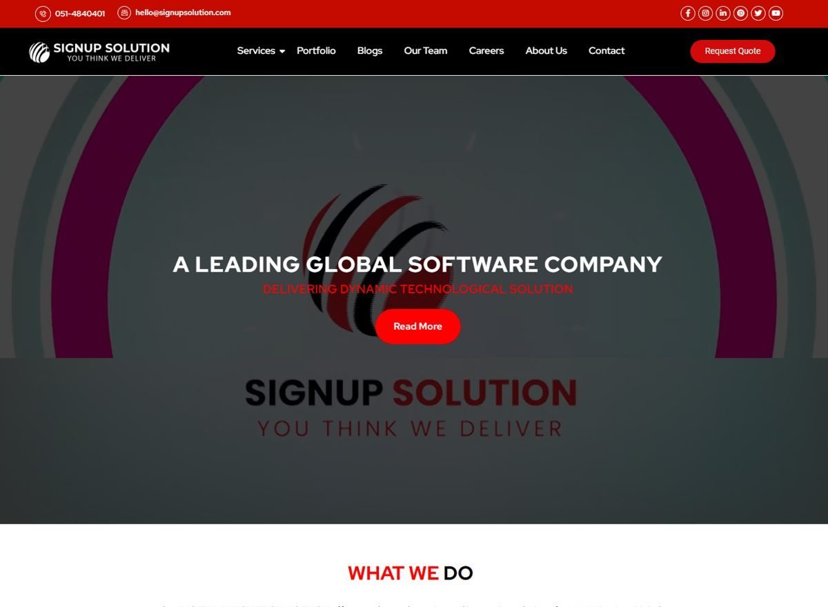 Screenshot of the Signup Solution website designed and built by SiteDigiCraft