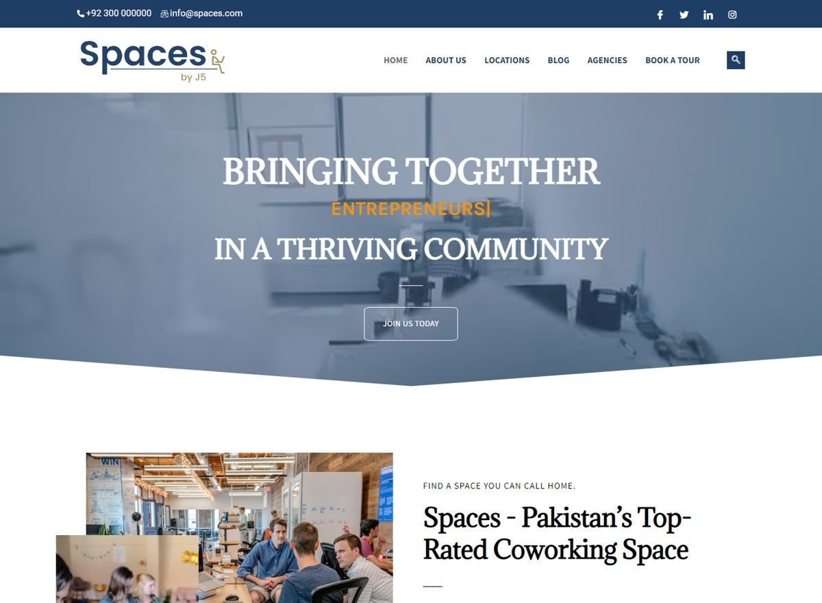 Screenshot of the Spaces by JS website designed and built by SiteDigiCraft