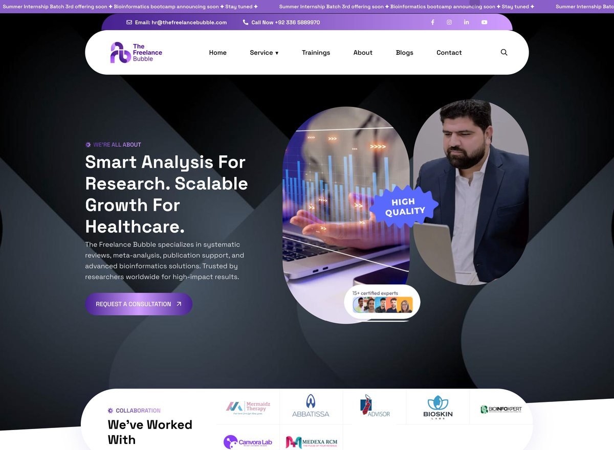 Screenshot of the The Freelance Bubble website designed and built by SiteDigiCraft