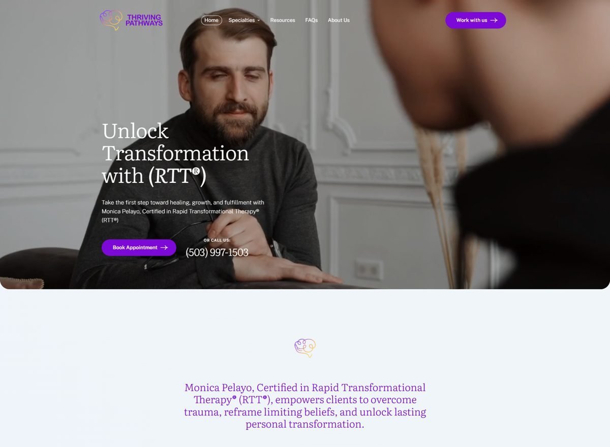 Screenshot of the The Thriving Pathways website designed and built by SiteDigiCraft