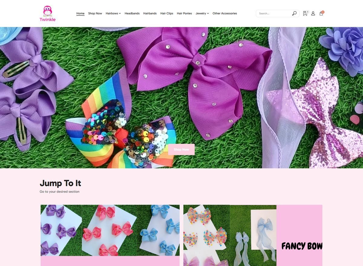 Screenshot of the Twinkle Accessories website designed and built by SiteDigiCraft