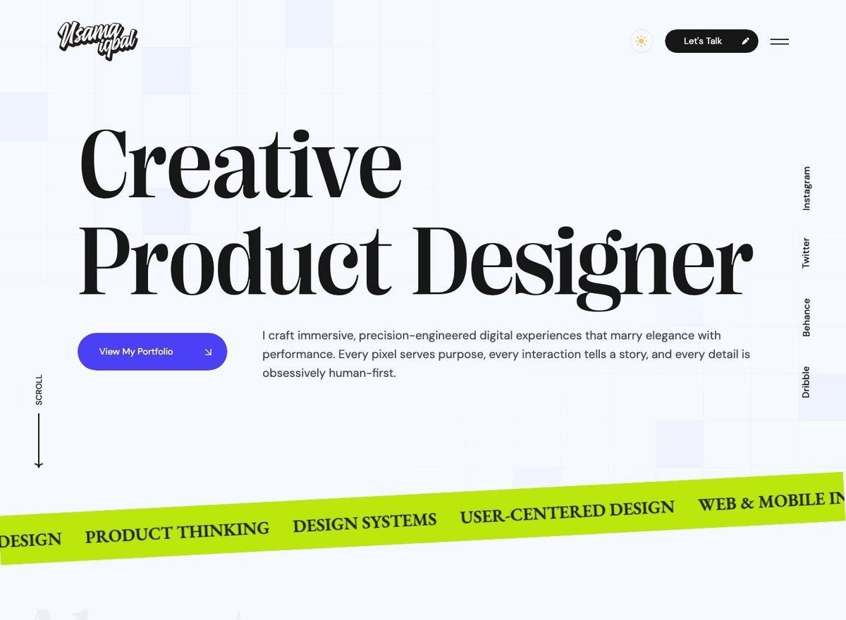 Screenshot of the Usama Iqbal website designed and built by SiteDigiCraft